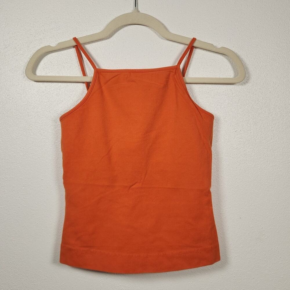 Vintage y2k Express Square Neck Tank Top XS Orange Shirt Cute Back Halter